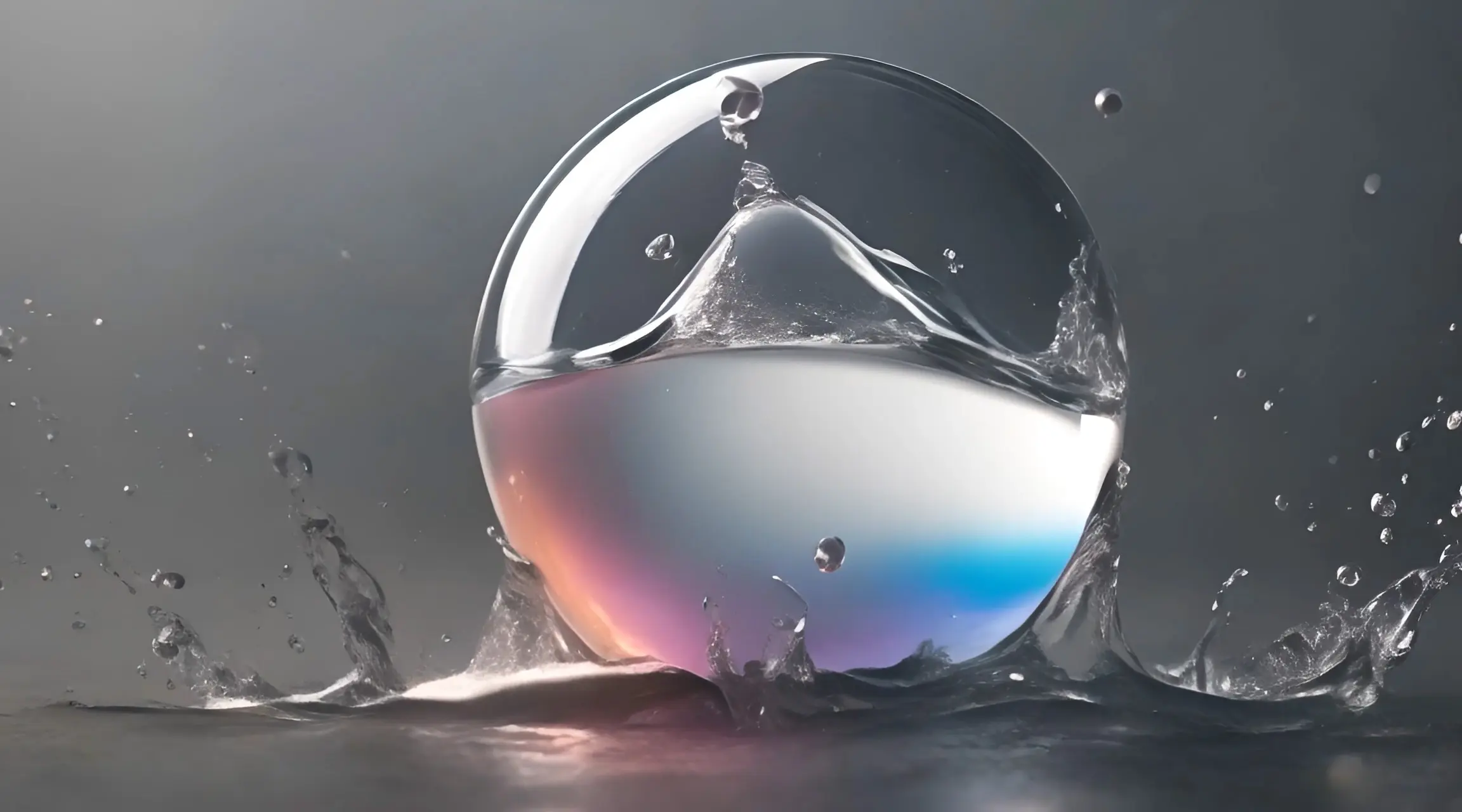 Pristine Glass Ball with Splashing Water Cinematic Video